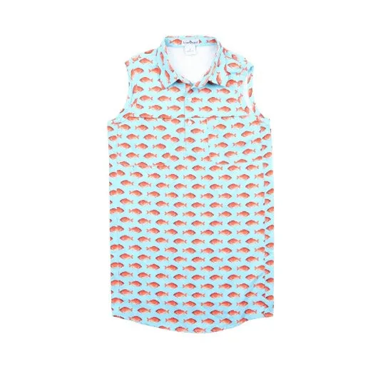 Red Snapper Polo Sleeveless Dress || Blue Quail