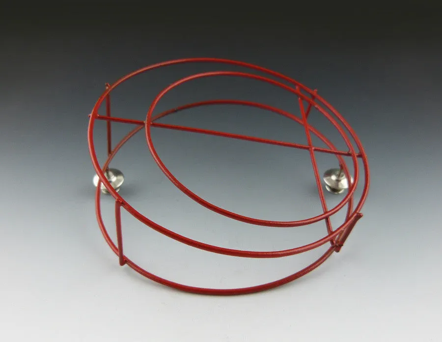 Red Structural Circle Brooch