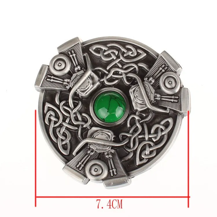 Retro faux leather belt with Celtic Knot Metal Buckle