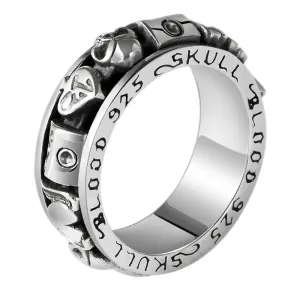 Retro Trend Skull Love Poker Rotatable Men's Band