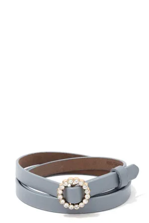 Rhinestone Buckle Pu Leather Belt