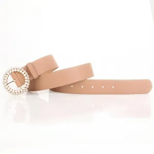 Rhinestone Pearl Belt Tan