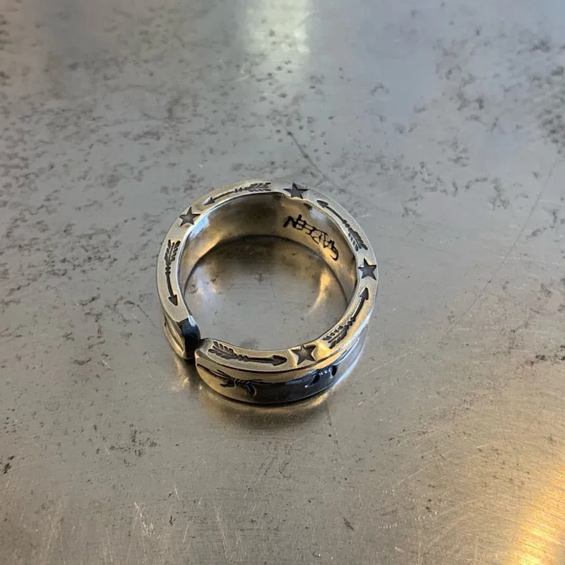 Ring Band with Barb Wire and Thorn pattern
