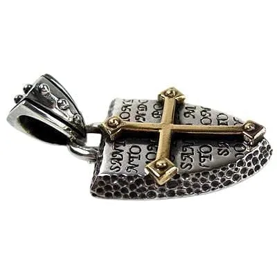 Rocker Cross Shield Sterling Silver Men's Pendant