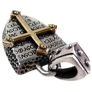 Rocker Cross Shield Sterling Silver Men's Pendant