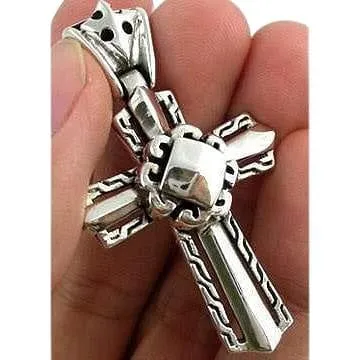 Rocker Knight Sterling Silver Cross Pendant
