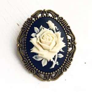 Rose Cameo Brooch in Bronze - Large Size