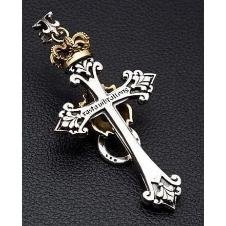 Royal Crown Lion Cross Sterling Silver Men's Pendant