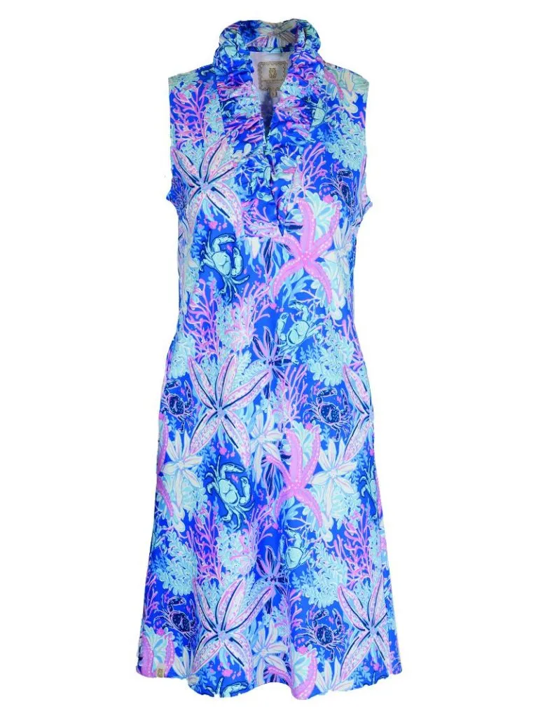 Ruffled Neck Dress by Simply Southern - Reef