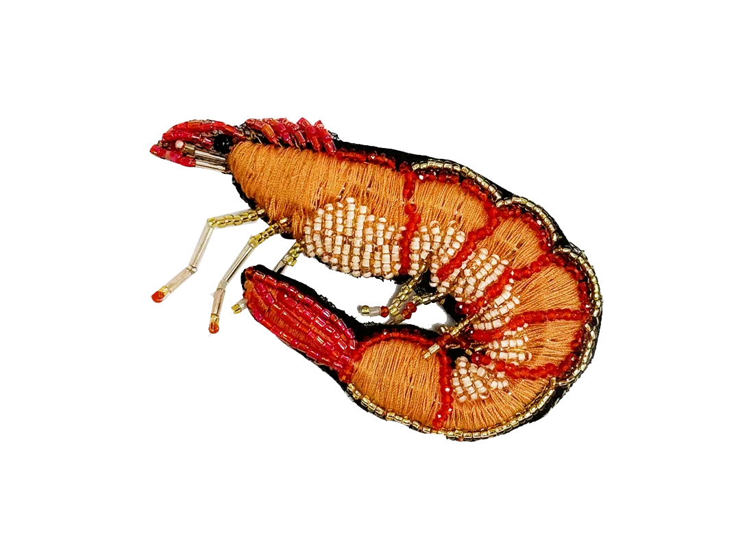 Sahi London - Pop Art Coral Shrimp Brooch