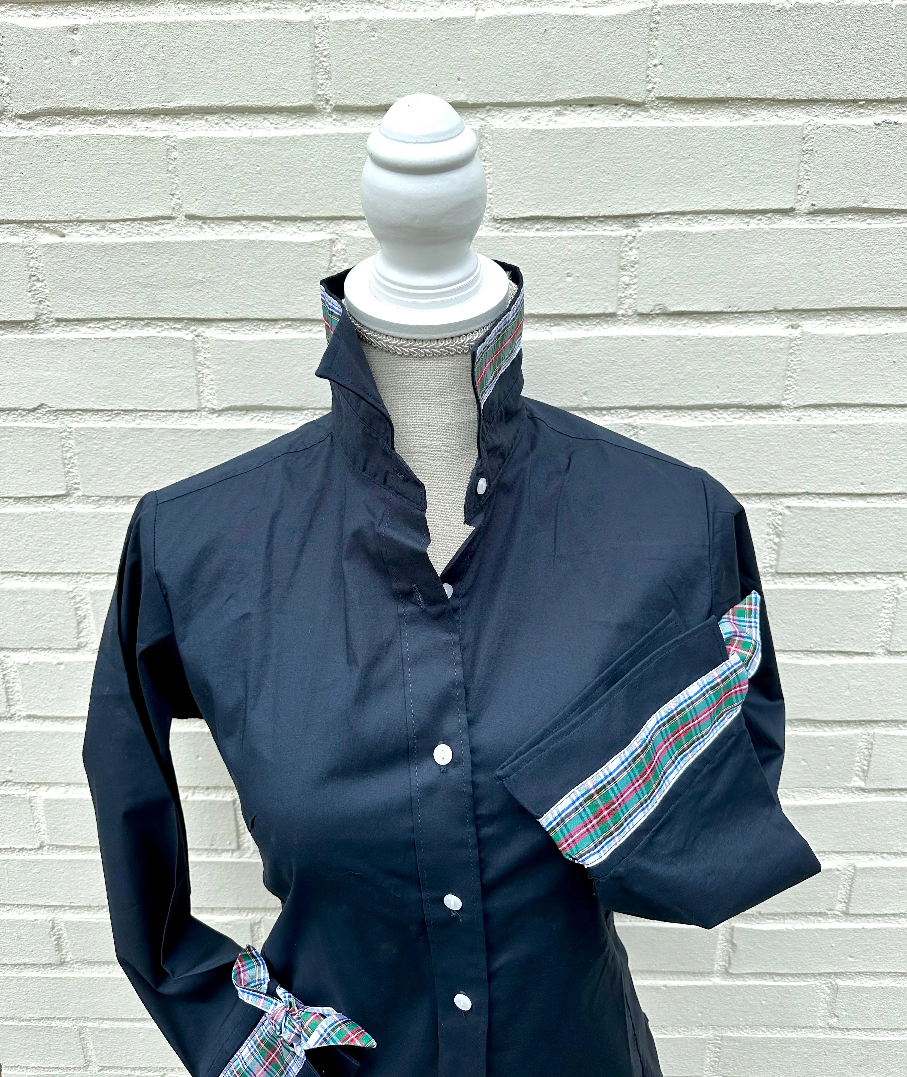 SALE - S & XL ONLY Ann 3/4 Sleeve Ribbon Tie Shirt (Ann16) *FINAL SALE*