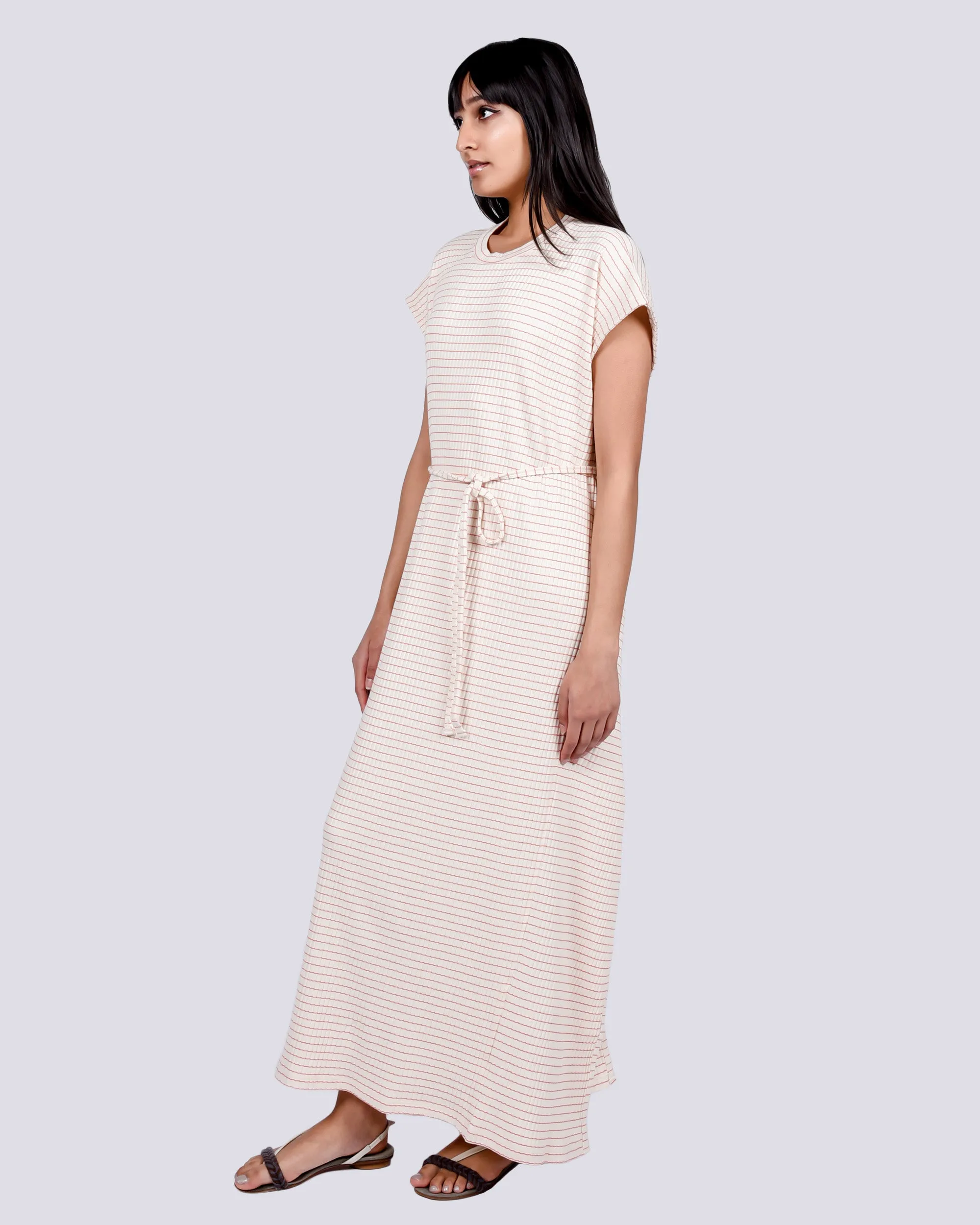 Shaw kaftan sleeveless dress in red & white stripe