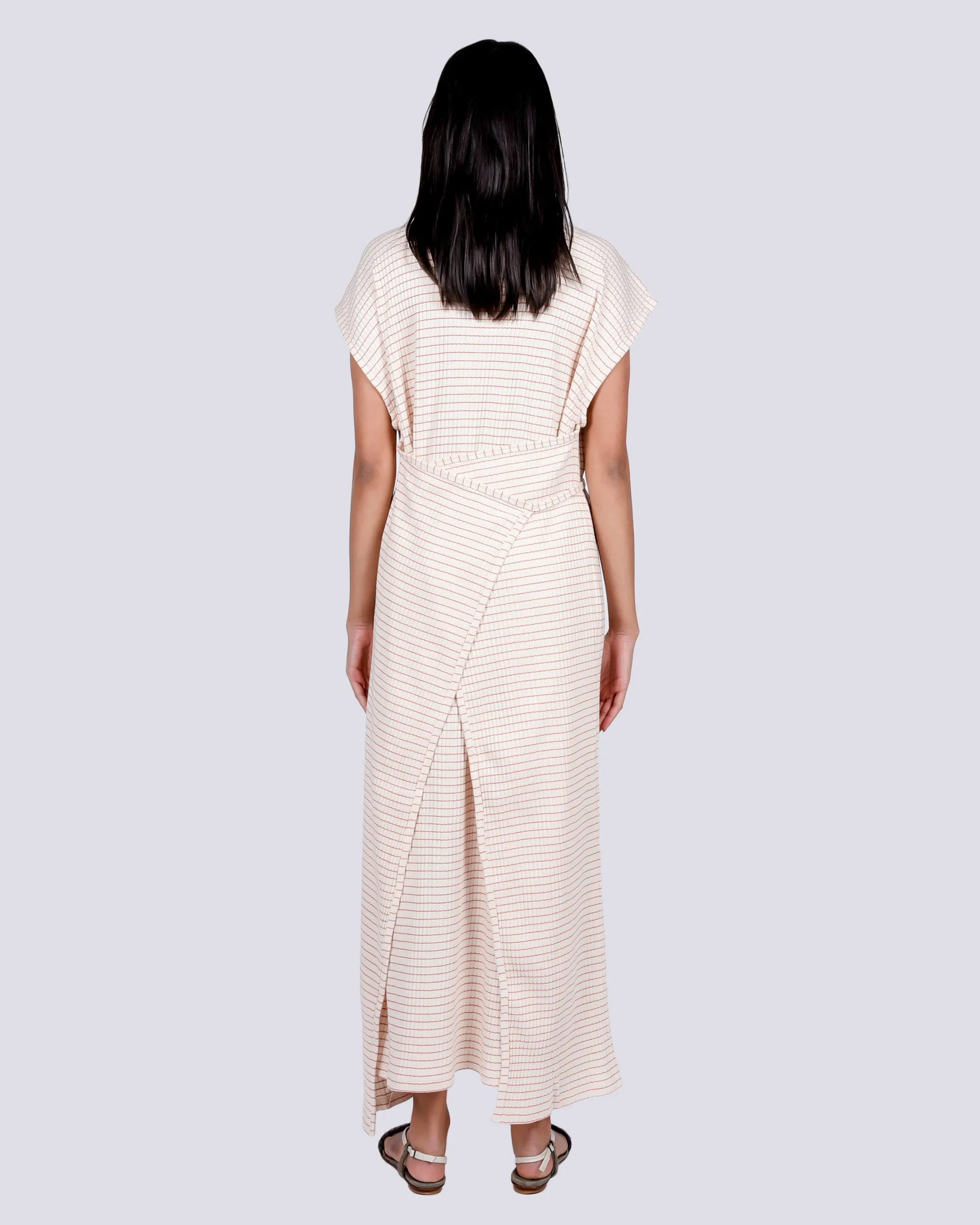 Shaw kaftan sleeveless dress in red & white stripe