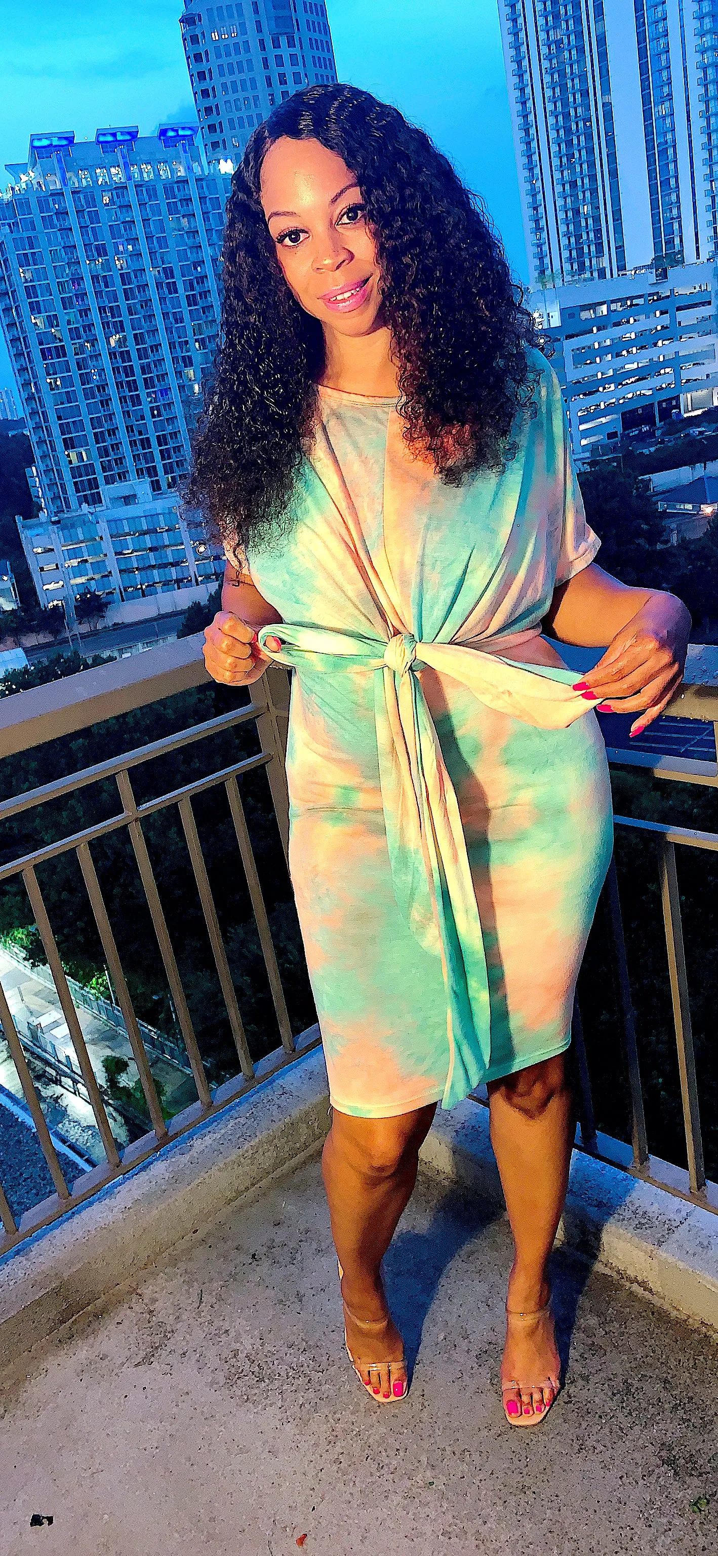 Sherbet Swirl TieDye Multi Color Waist Belt Dress ‼️