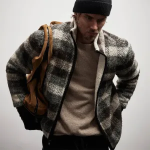 Sherpa Lined Plaid Zip Jacket - Dapple Plaid