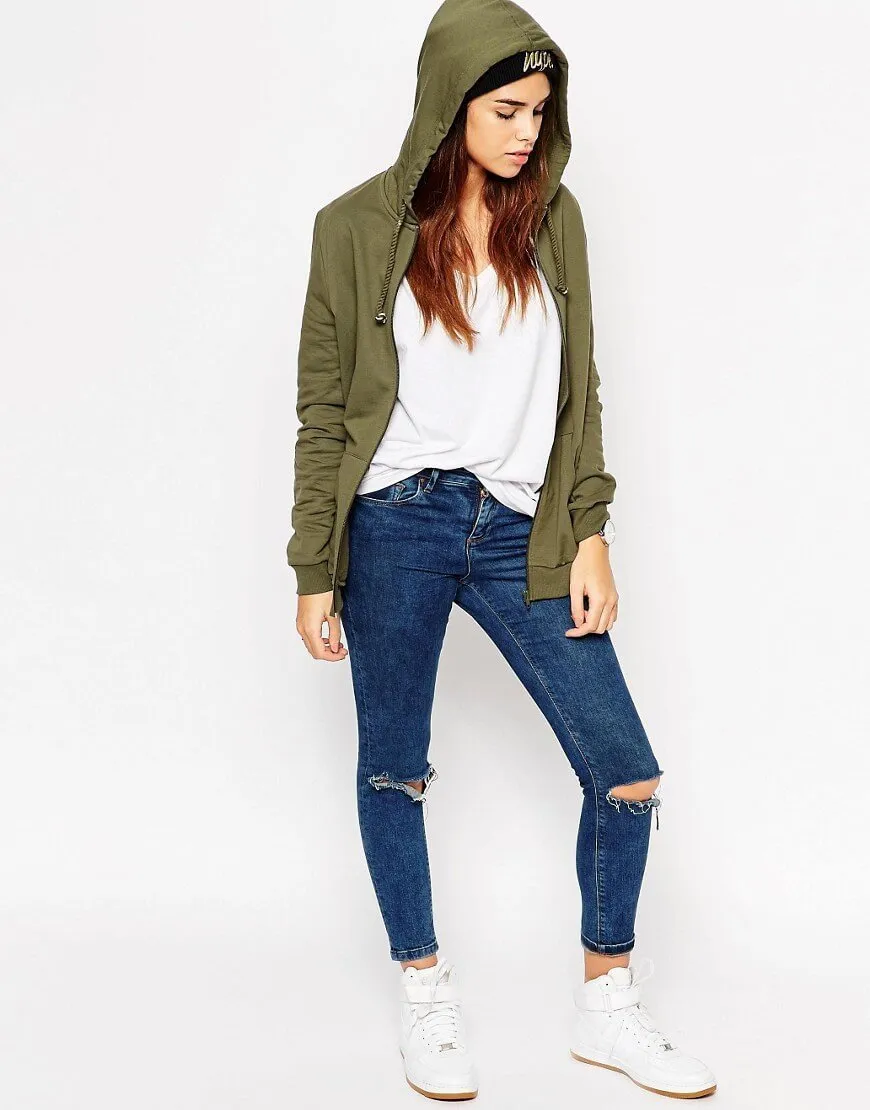 Short Sleeved Hoodie With Step Hem