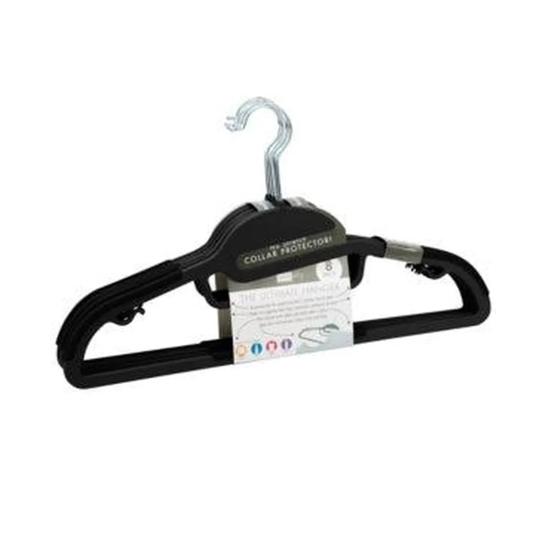 Simplify 8 Pack S-Shape Non Slip Plastic Shirt Hanger with Tie Bar in Black