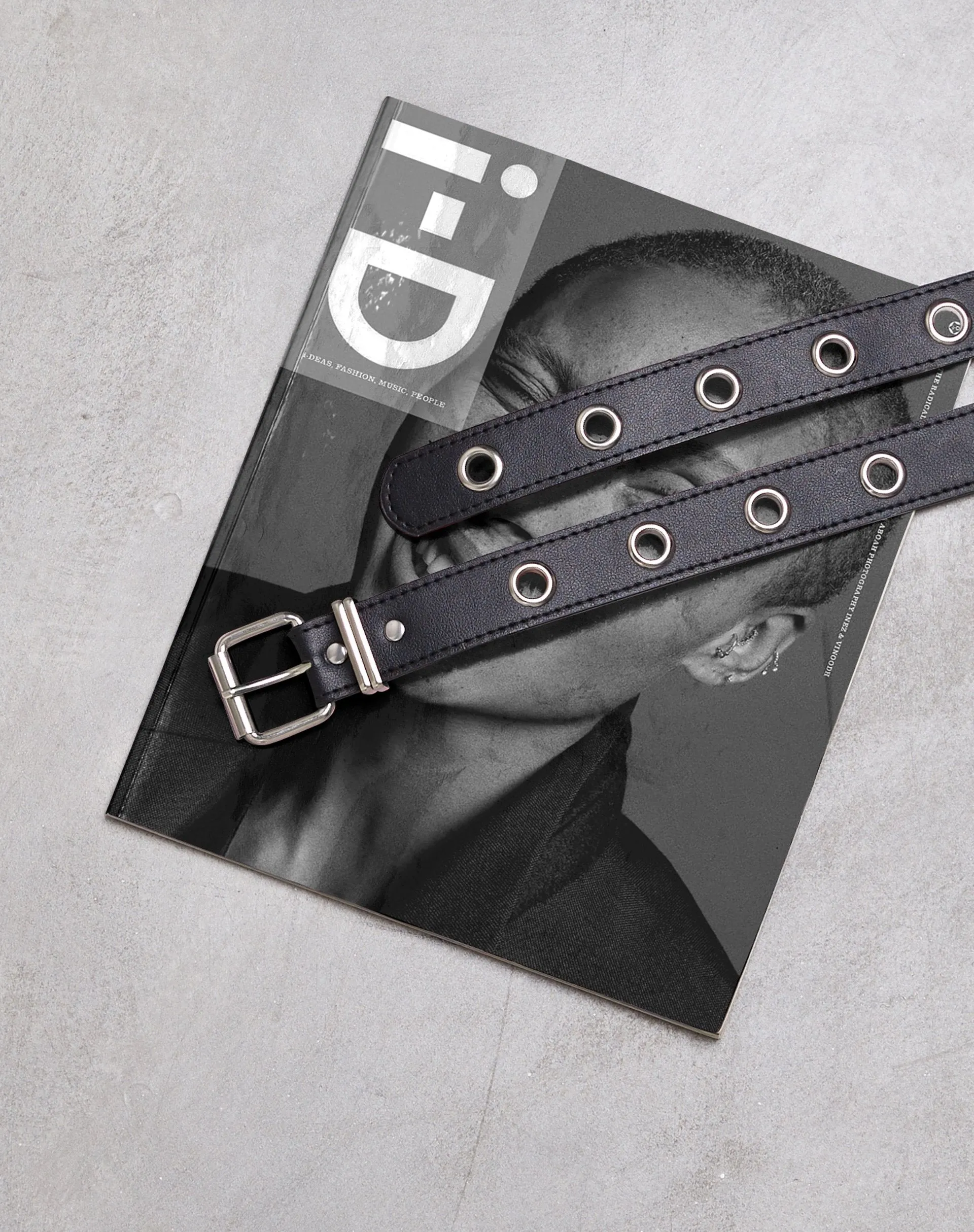 Single Eyelet Grommet Belt in PU Leather Black