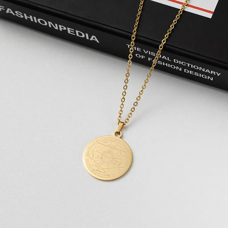 SISSLIA Fashion Casual Hip Hop Chains For Men Stainless Steel Round Pendant For Necklace Jewelry