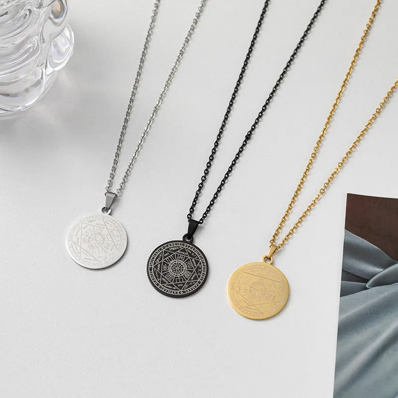 SISSLIA Fashion Casual Hip Hop Chains For Men Stainless Steel Round Pendant For Necklace Jewelry