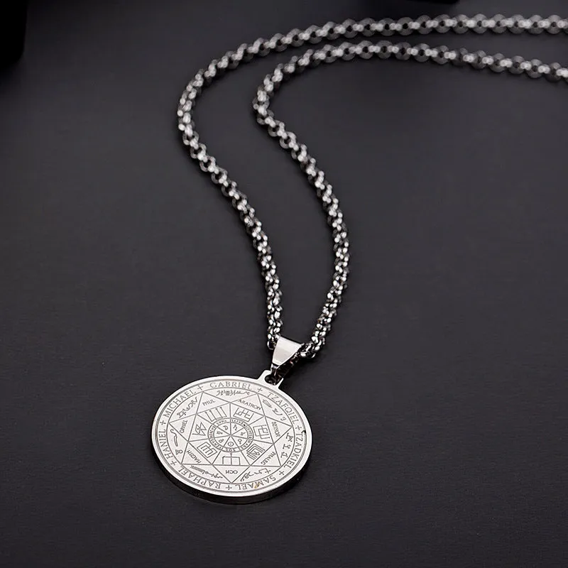 SISSLIA Fashion Casual Hip Hop Chains For Men Stainless Steel Round Pendant For Necklace Jewelry