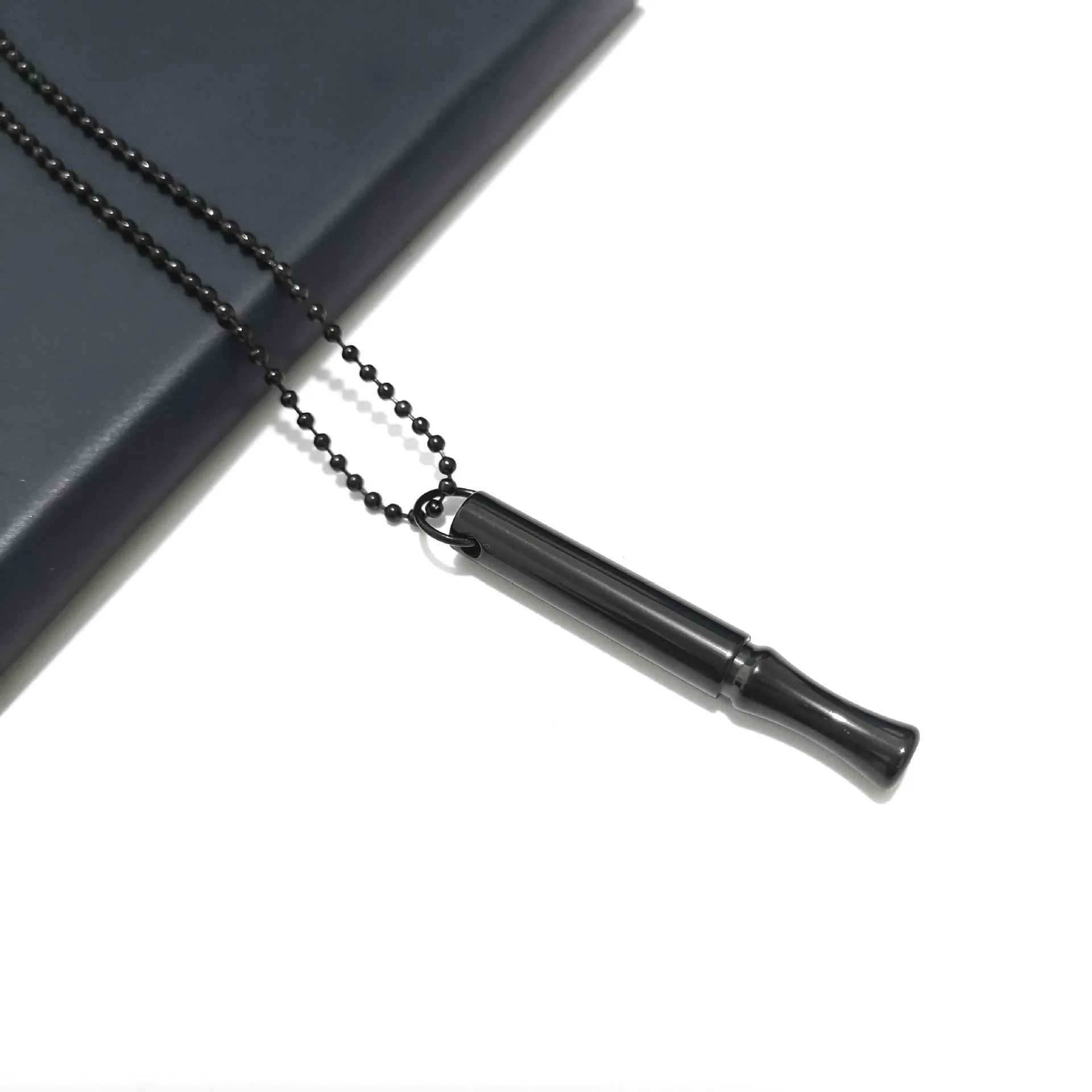 Sisslia Personality Hot Selling Stainless Steel Meditation Whistle Necklace Breathing Decompression Whistle Pendant Necklace
