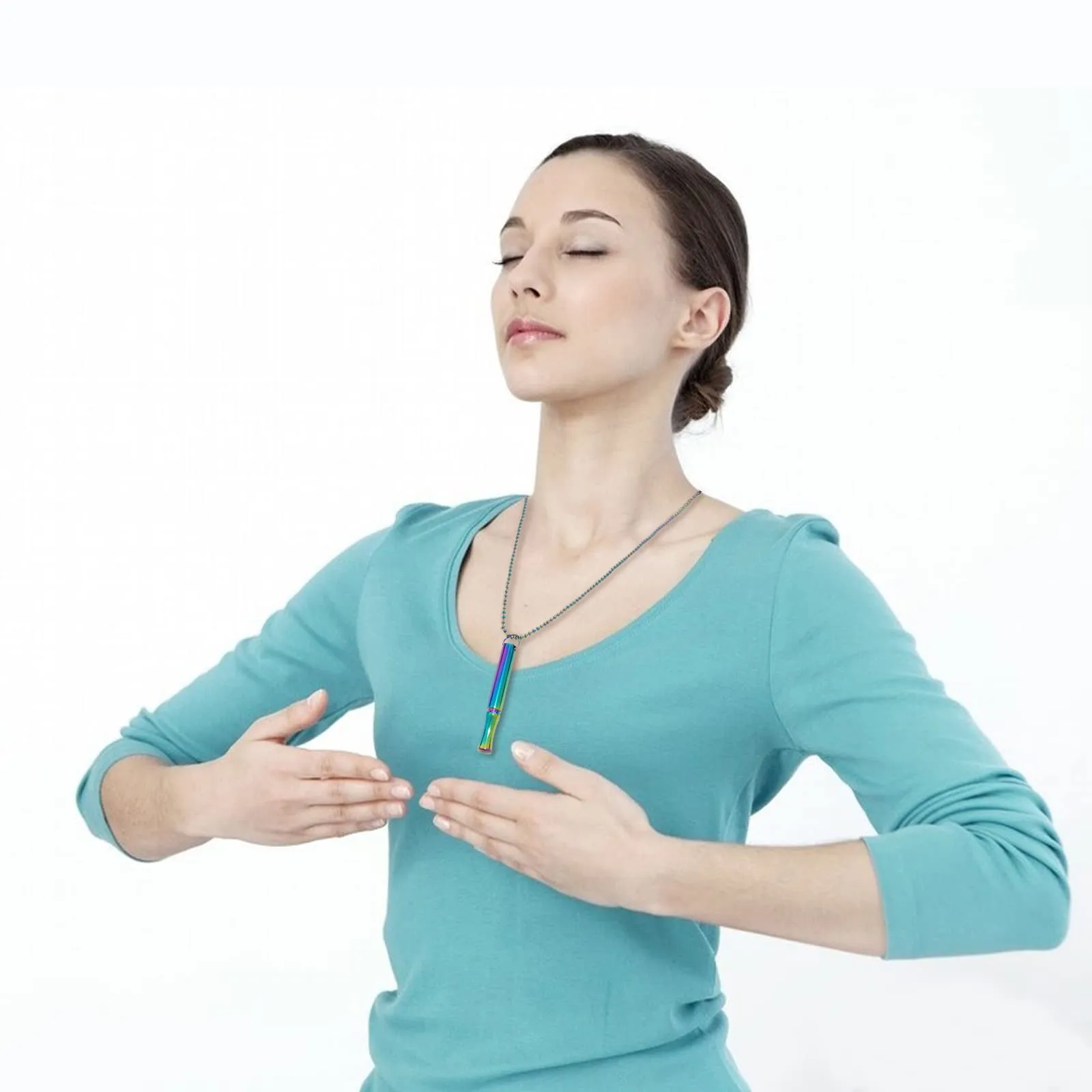 Sisslia Personality Hot Selling Stainless Steel Meditation Whistle Necklace Breathing Decompression Whistle Pendant Necklace