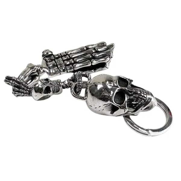 Skeleton Hand Skull Sterling Silver Men's Key Chain