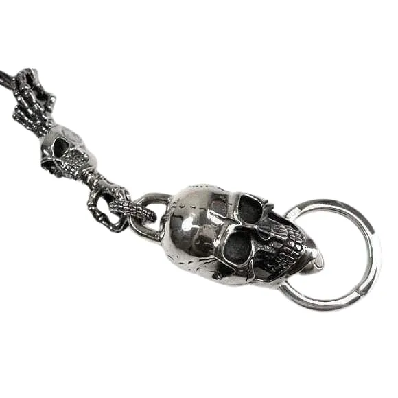 Skeleton Hand Skull Sterling Silver Men's Key Chain
