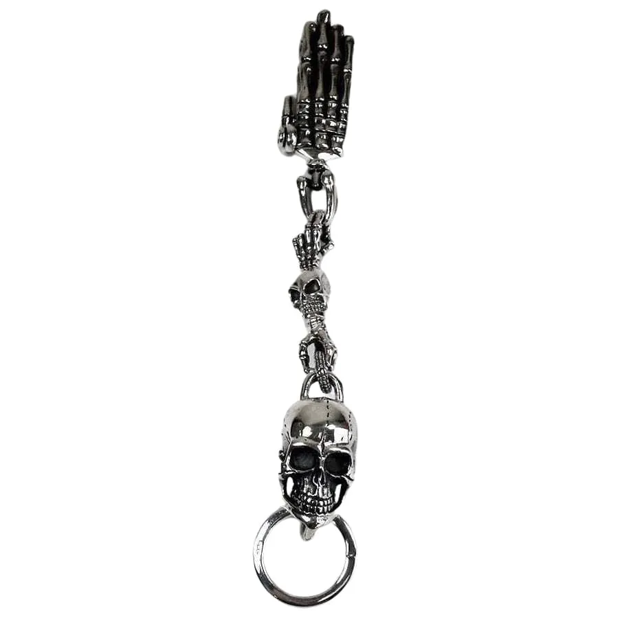Skeleton Hand Skull Sterling Silver Men's Key Chain
