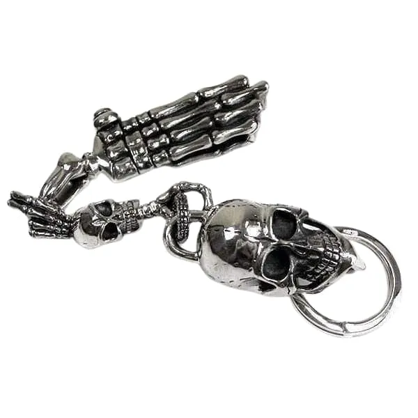 Skeleton Hand Skull Sterling Silver Men's Key Chain
