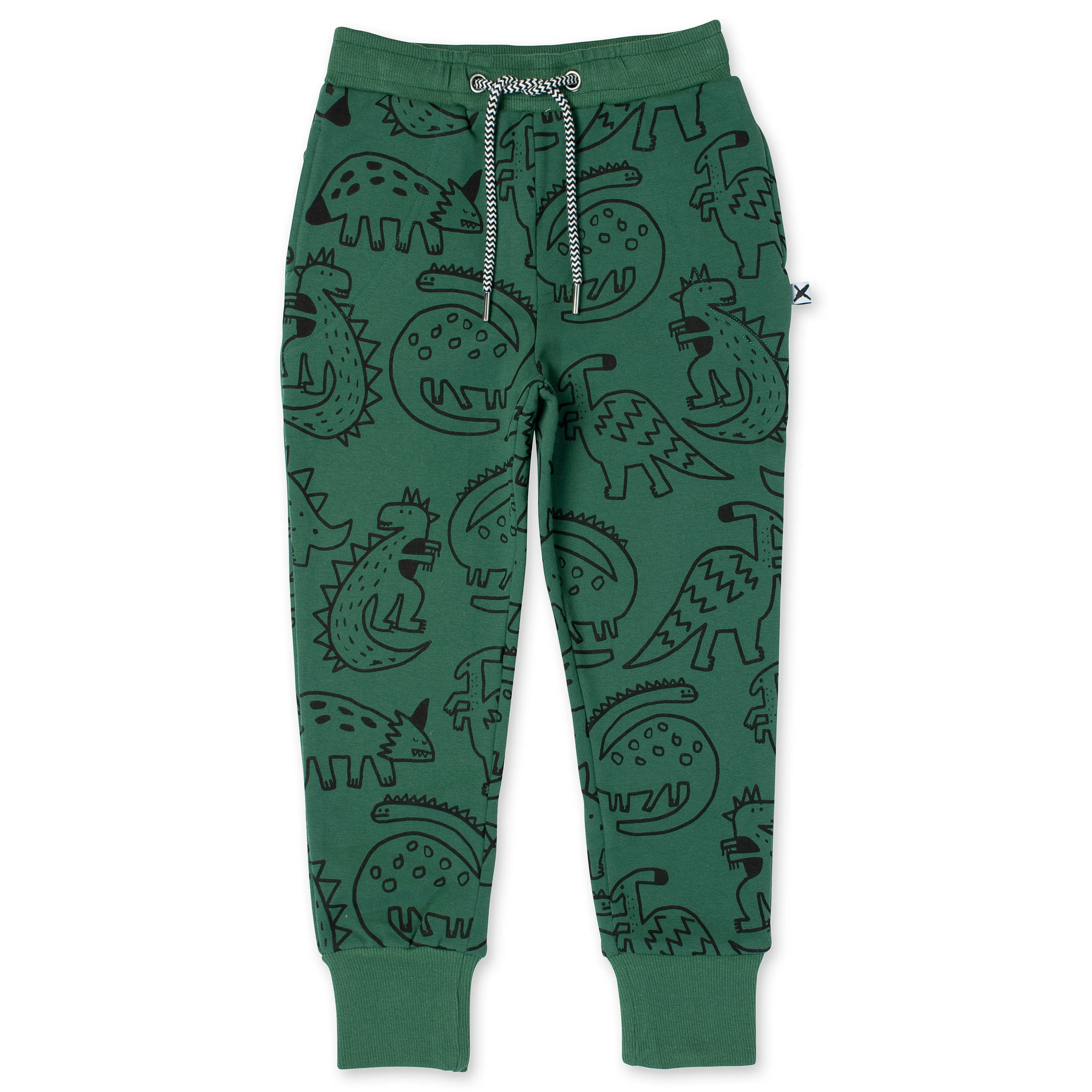 Sketched Dinos Furry Trackies - Kelly Green