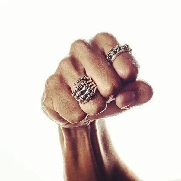 Skull Skeleton Hand Sterling Silver Gothic Ring