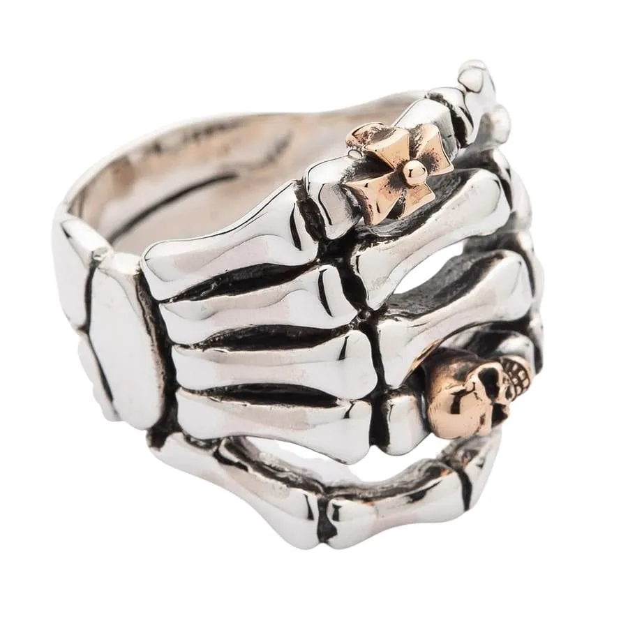 Skull Skeleton Hand Sterling Silver Gothic Ring