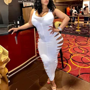Sleeveless Cut Out Bodycon Slim Maxi Dress
