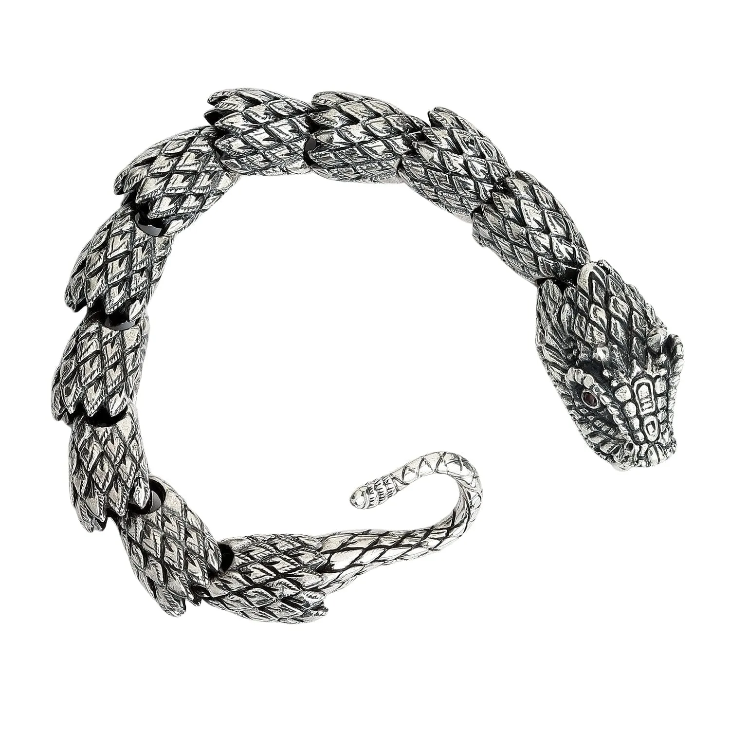 Snake Dragon Sterling Silver Men's Gothic Bracelet