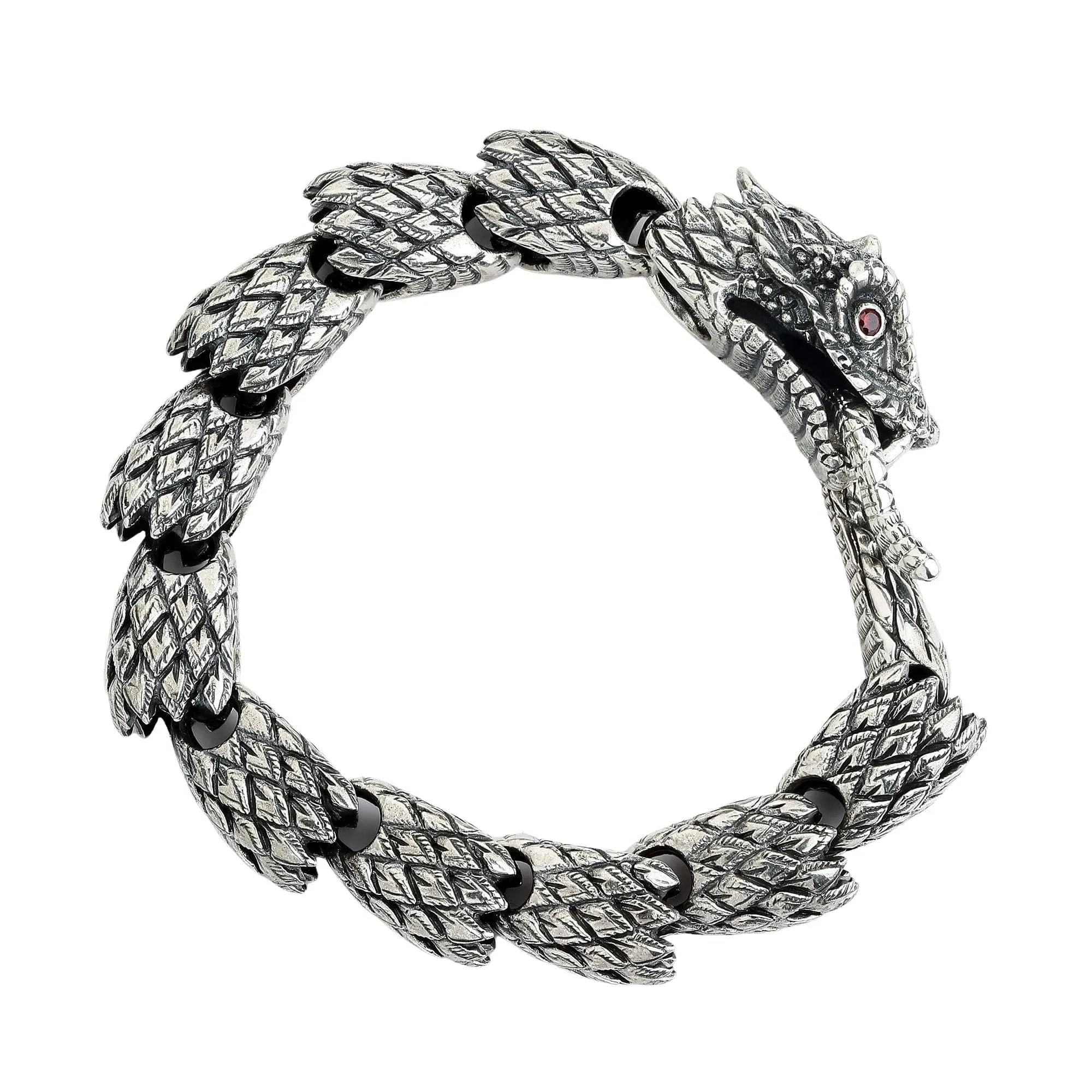 Snake Dragon Sterling Silver Men's Gothic Bracelet