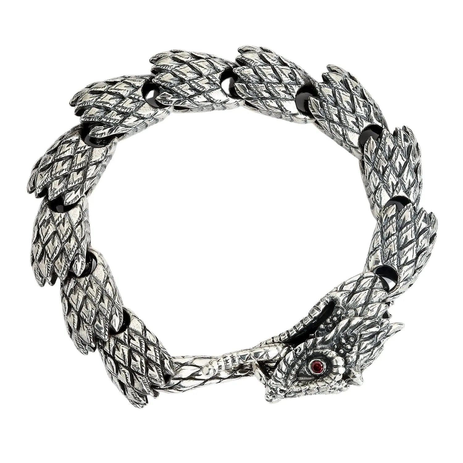 Snake Dragon Sterling Silver Men's Gothic Bracelet