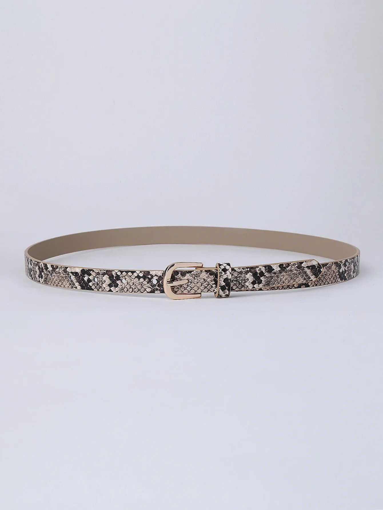 Snakeskin Embossed Geometric Buckle Belt - Multicolor