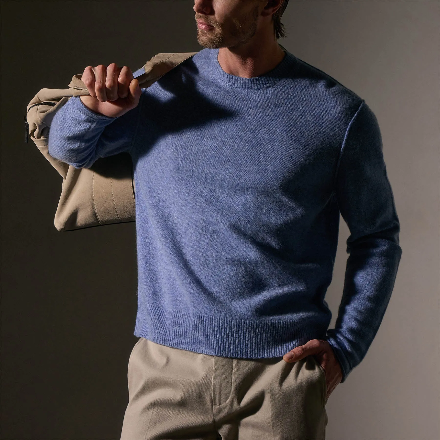 Soft Featherweight Cashmere Crew - Blue Sky