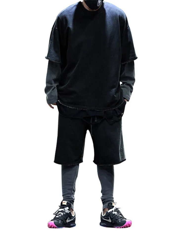 Sporty Short Sleeve Solid Color Outfits For Men