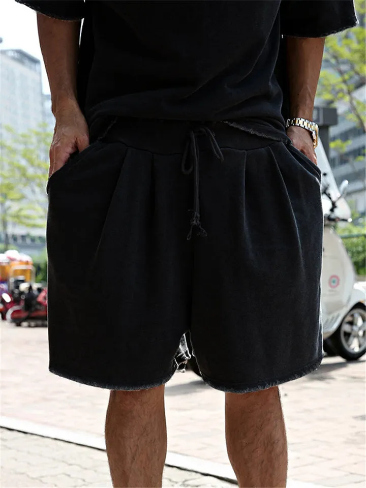 Sporty Short Sleeve Solid Color Outfits For Men