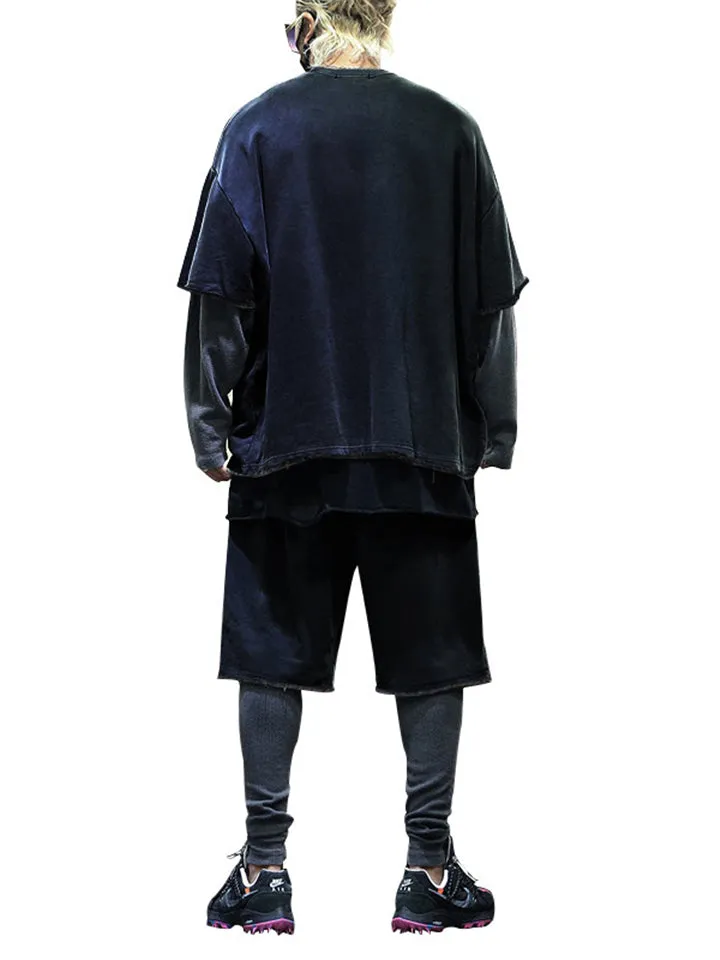 Sporty Short Sleeve Solid Color Outfits For Men