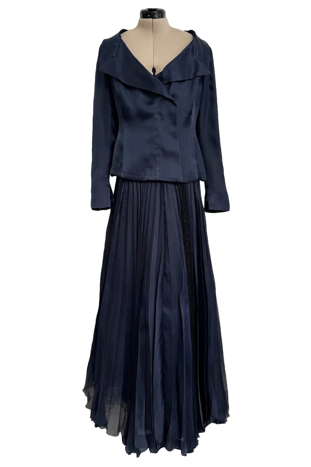 Spring 2000 Chanel by Karl Lagerfeld Haute Couture Runway Blue Organza Silk Dress & Jacket