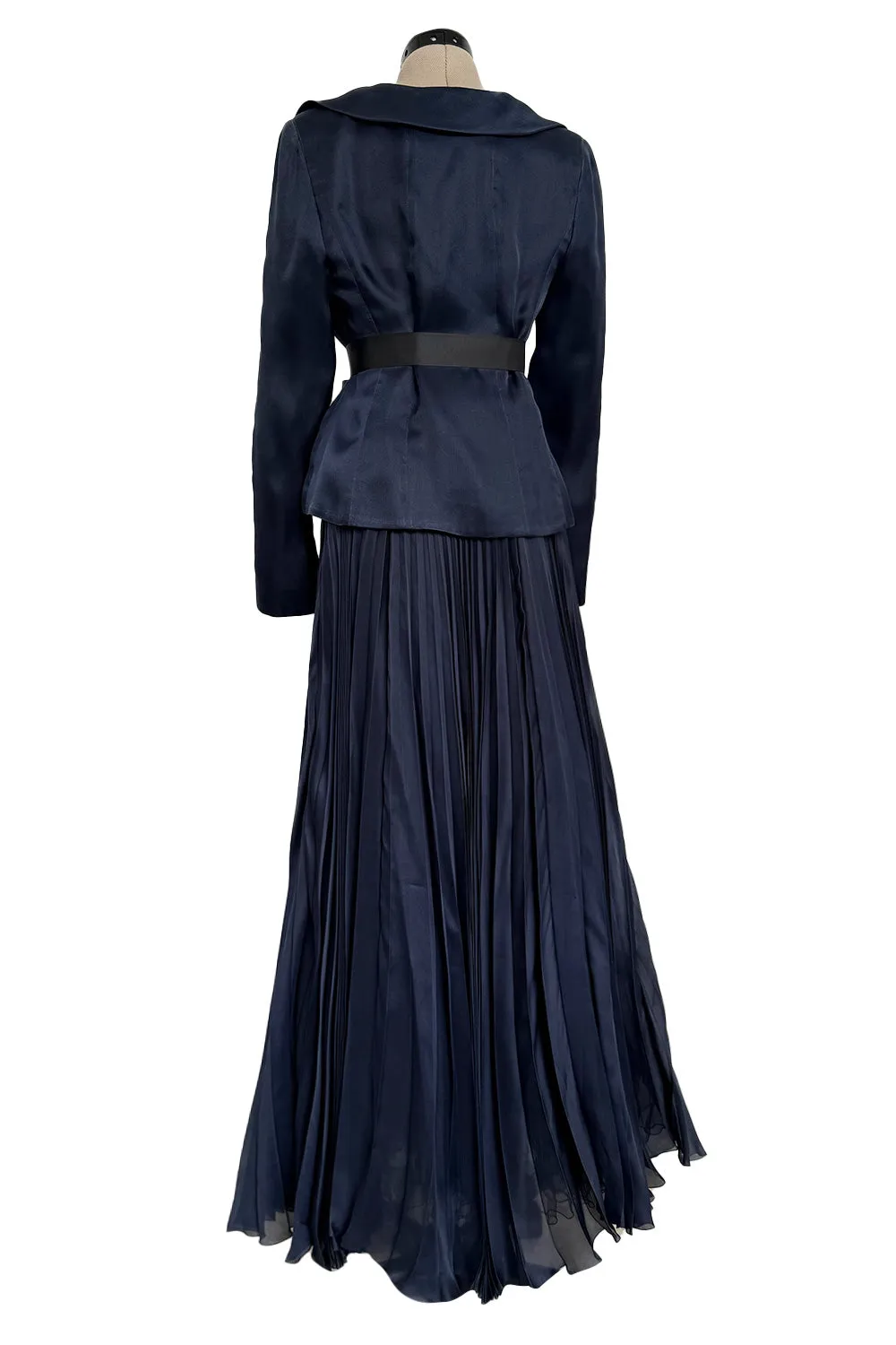 Spring 2000 Chanel by Karl Lagerfeld Haute Couture Runway Blue Organza Silk Dress & Jacket