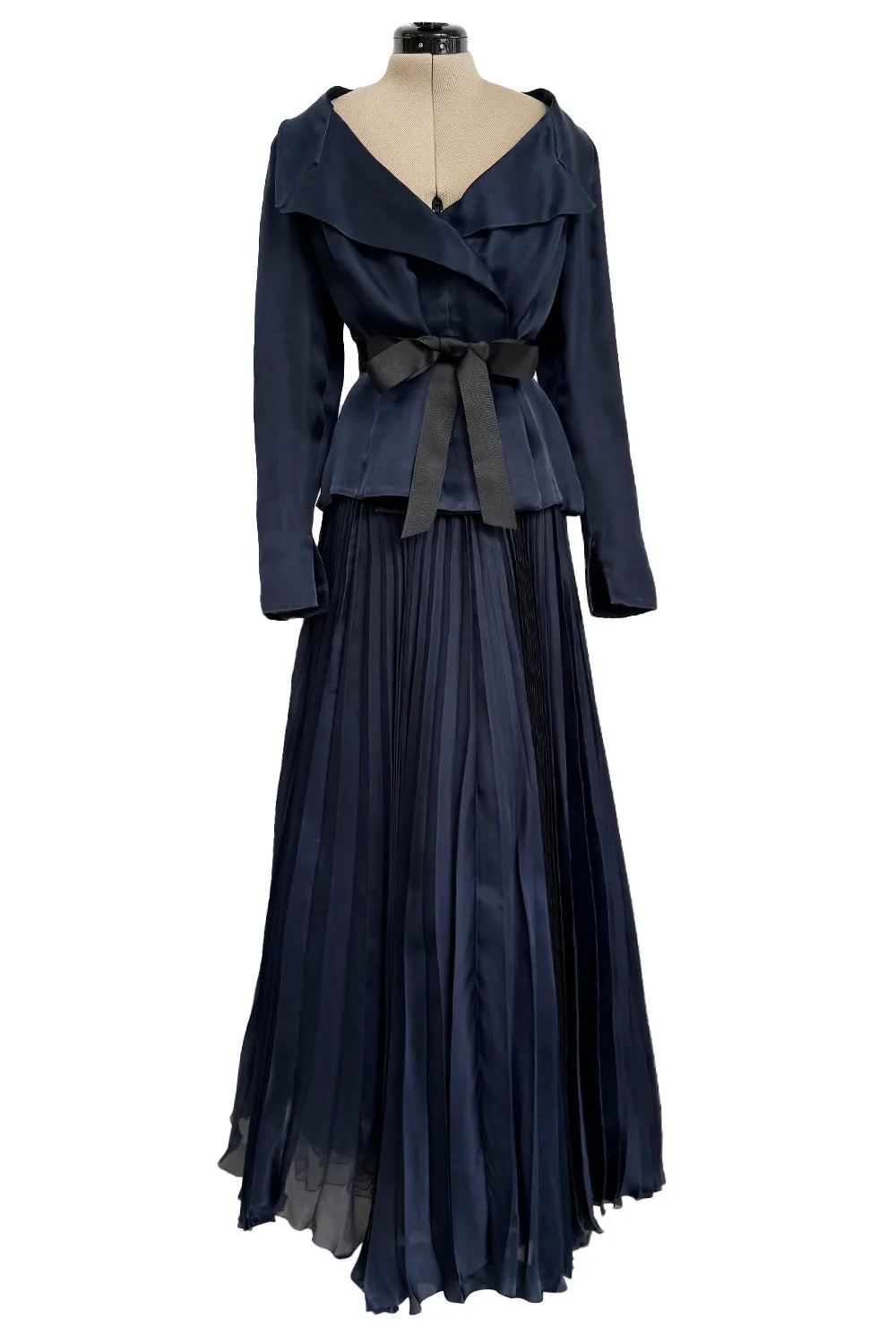 Spring 2000 Chanel by Karl Lagerfeld Haute Couture Runway Blue Organza Silk Dress & Jacket