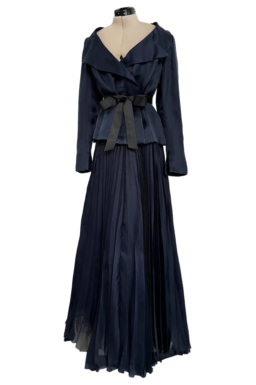 Spring 2000 Chanel by Karl Lagerfeld Haute Couture Runway Blue Organza Silk Dress & Jacket