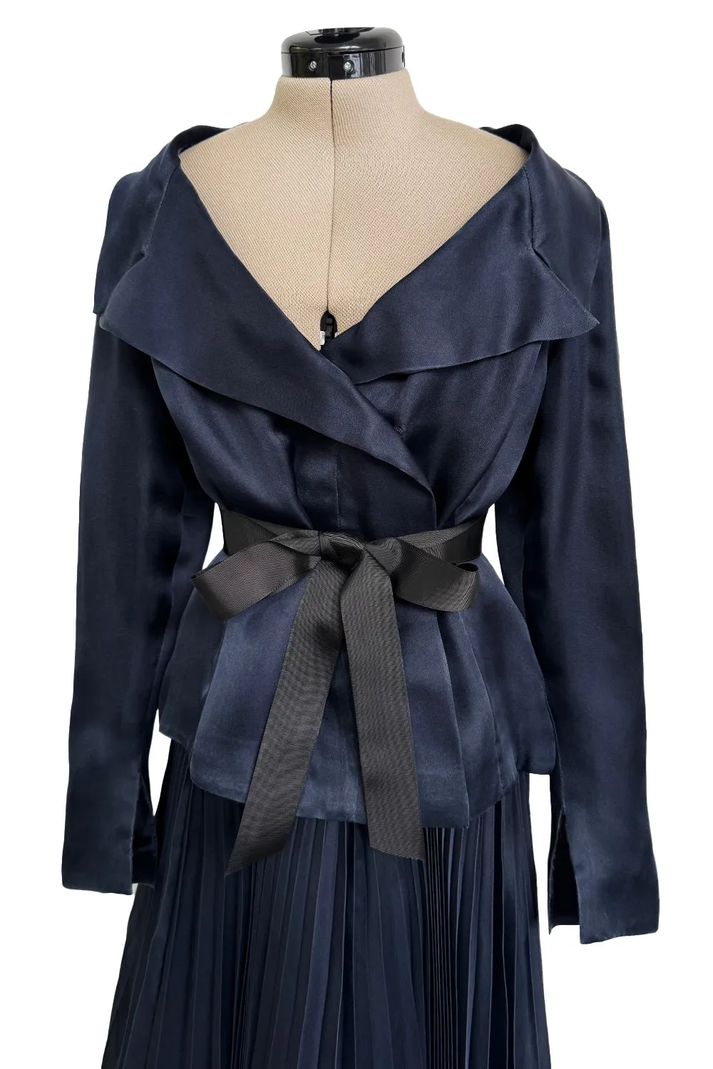Spring 2000 Chanel by Karl Lagerfeld Haute Couture Runway Blue Organza Silk Dress & Jacket