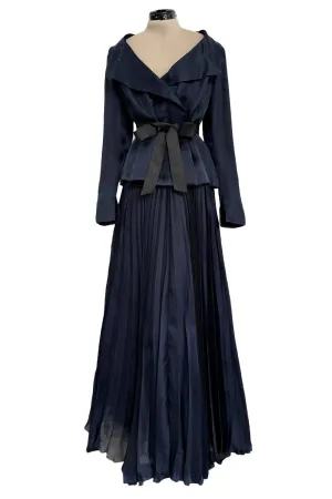 Spring 2000 Chanel by Karl Lagerfeld Haute Couture Runway Blue Organza Silk Dress & Jacket