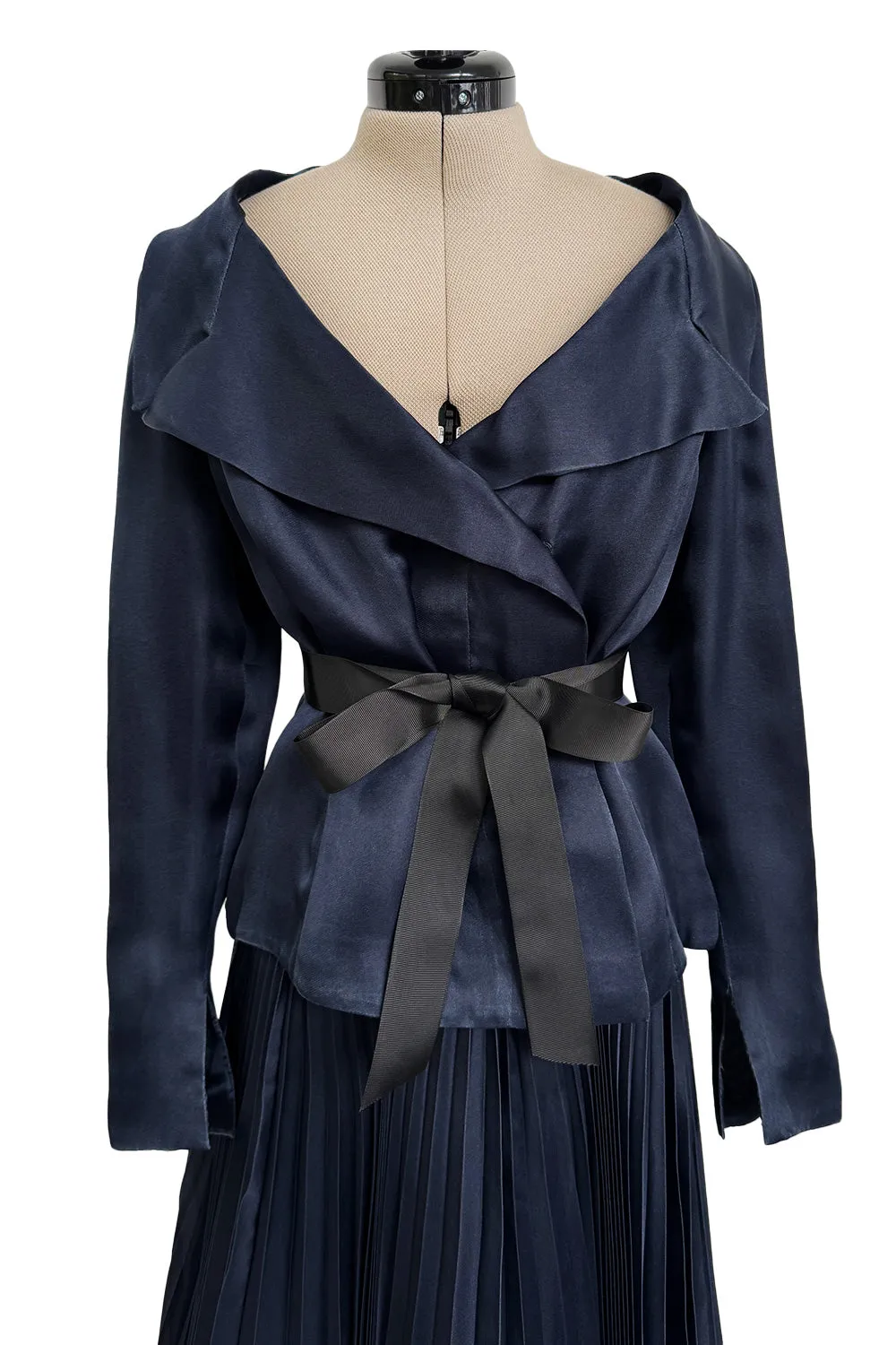 Spring 2000 Chanel by Karl Lagerfeld Haute Couture Runway Blue Organza Silk Dress & Jacket